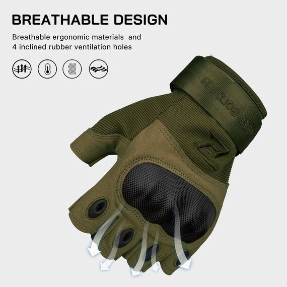 FREE SOLDIER Outdoor Handschuhe Herren Taktische Trainings Motorradhandschuhe Kletter Tactical Handschuhe Halbfinger Gilt für Radfahren Airsoft Militär Paintball (XL,Armeegrün)