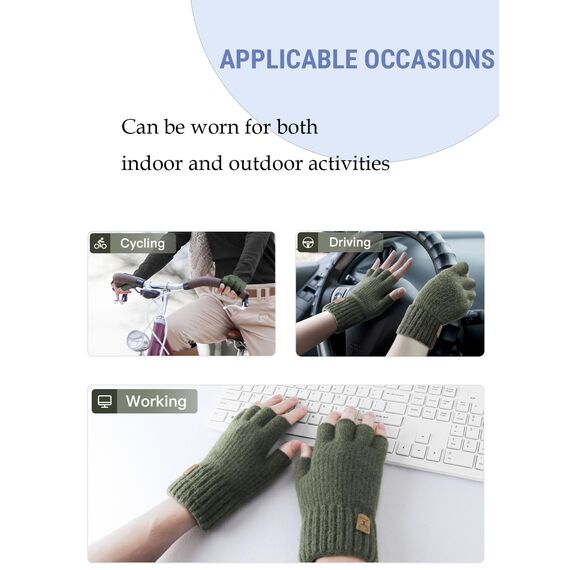 JUNRUI Fingerlose Handschuhe, Handschuhe ohne Finger Winter Warme Strickhandschuhe Arbeiten Camping Wandern Laufen Radfahren Fahren für Herren und Damen