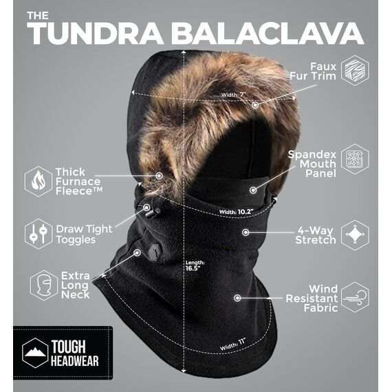Tough Headwear Robuste Kopfbedeckung Fleece-Sturmhaube Skimaske – Winter-Gesichtsmaske für Männer und Frauen – Gesichtsschutz für Ausrüstung bei extrem kaltem Wetter