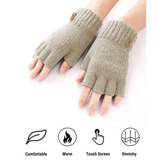 JUNRUI Fingerlose Handschuhe, Handschuhe ohne Finger Winter Warme Strickhandschuhe Arbeiten Camping Wandern Laufen Radfahren Fahren für Herren und Damen