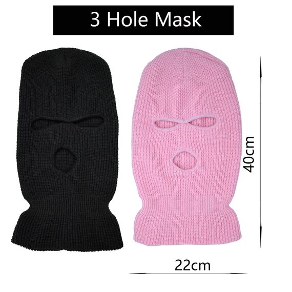 LINSOCLE 2pcs Balaclava - 3-Loch Sturmmaske, Gestrickte Sturmhaube, Multifunktionsmaske, Skimütze für Motorrad und Fahrrad