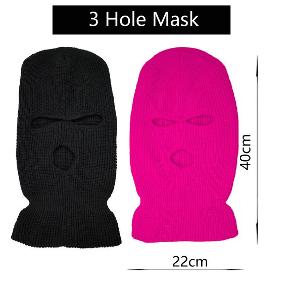 LINSOCLE 2pcs Balaclava - 3-Loch Sturmmaske, Gestrickte Sturmhaube, Multifunktionsmaske, Skimütze für Motorrad und Fahrrad