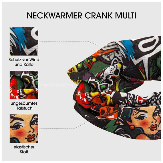 O‘NEAL | Halstuch Schlauch-Schal | Mountainbike Motocross Motorrad | Ungesäumt, Bequemes Material, elastischer Stoff | Neckwarmer Crank | Unisex | Schwarz Multi | Einheitsgröße
