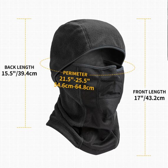 FanVince Sturmhaube Winter Thermo Motorrad Fahrrad Sturmmaske - Balaclava Gesichtshaube Warm Polar Fleece Skimaske Winddicht Ski Maske für Herren Damen Schwarz