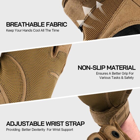 FREE SOLDIER Outdoor Handschuhe Herren Taktische Trainings Motorradhandschuhe Kletter Tactical Handschuhe Vollfinger Handschuhe Gilt für Radfahren Airsoft Militär Paintball (L,Sandfarbe)