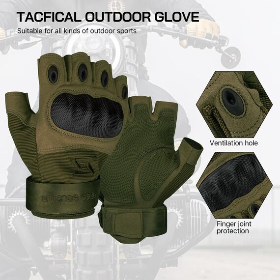 FREE SOLDIER Outdoor Handschuhe Herren Taktische Trainings Motorradhandschuhe Kletter Tactical Handschuhe Halbfinger Gilt für Radfahren Airsoft Militär Paintball (XL,Armeegrün)