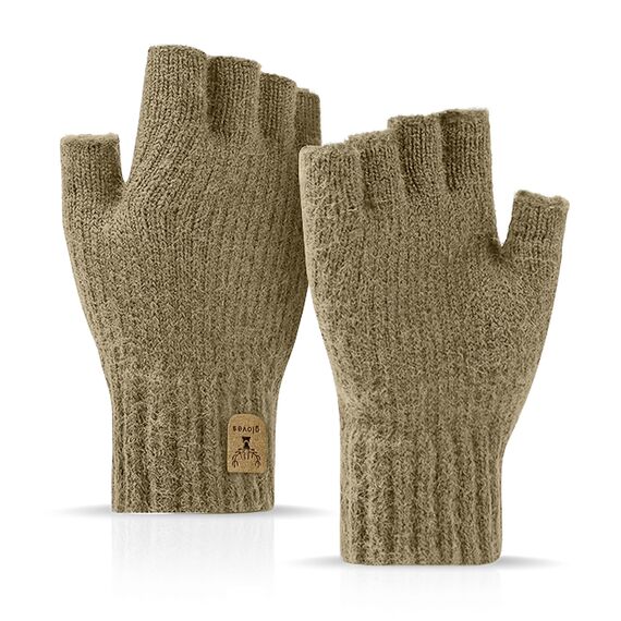 JUNRUI Fingerlose Handschuhe, Handschuhe ohne Finger Winter Warme Strickhandschuhe Arbeiten Camping Wandern Laufen Radfahren Fahren für Herren und Damen