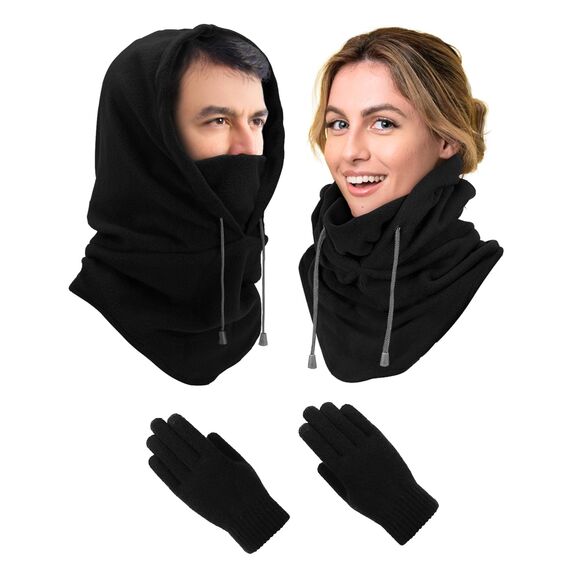 JOKSNK Sturmhaube Winter, Balaclava Gesichtsmaske Herren Damen, Winddichte Vollgesichtsmaske, Fleece Balaclava Skimaske, Motorradmaske, Warme Sturmhaube für Winter Sport und Outdoor Schwarz