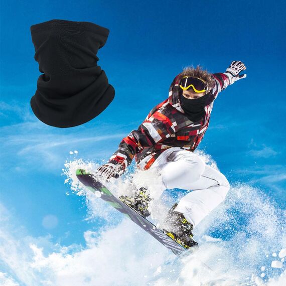 EUPSIIU 2 Stück Winter Loop Schal, Einheitsgröße Schlauchschal Halstuch, Multifunktionstuch Windabweisend Halswärmer für Outdoor Sport Radsport Laufen Ski Motorrad(Grau, Schwarz)