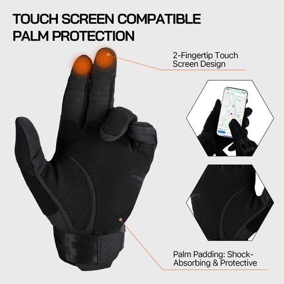 FREE SOLDIER Outdoor Handschuhe Herren Taktische Trainings Motorradhandschuhe Kletter Tactical Handschuhe Vollfinger Handschuhe Gilt für Radfahren Airsoft Militär Paintball (L,Schwarz)