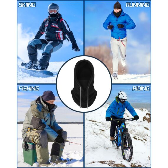 JOKSNK Sturmhaube Winter, Balaclava Gesichtsmaske Herren Damen, Winddichte Vollgesichtsmaske, Fleece Balaclava Skimaske, Motorradmaske, Warme Sturmhaube für Winter Sport und Outdoor Schwarz