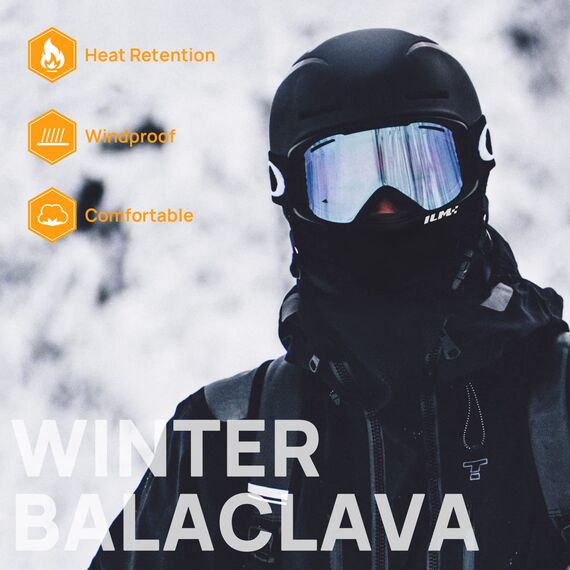ILM Sturmhaube Winter Motorrad Fahrrad Ski für Herren und Damen Schwarz Dicker