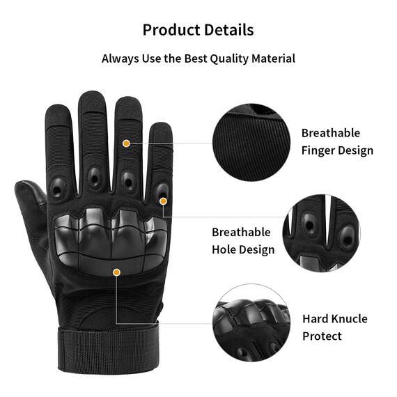 HUNTVP Taktische Handschuhe Touchscreen Militär Einsatzhandschuhe Atmungsaktiv Fahrrad Handschuhe Motorradhandschuhe für Softair Paintball Wandern Klettern Radsport,Schwarz XL