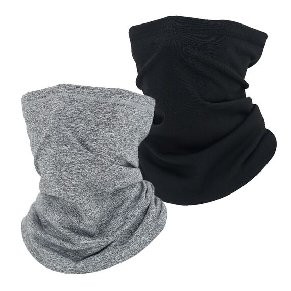 EUPSIIU 2 Stück Winter Loop Schal, Einheitsgröße Schlauchschal Halstuch, Multifunktionstuch Windabweisend Halswärmer für Outdoor Sport Radsport Laufen Ski Motorrad(Grau, Schwarz)