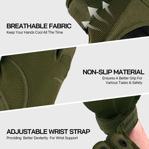 FREE SOLDIER Outdoor Handschuhe Herren Taktische Trainings Motorradhandschuhe Kletter Tactical Handschuhe Halbfinger Gilt für Radfahren Airsoft Militär Paintball (L,Armeegrün)