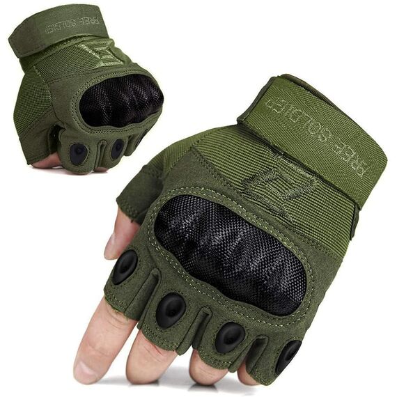 FREE SOLDIER Outdoor Halbfinger Handschuhe Herren Taktische Trainings Motorradhandschuhe Kletter Tactical Gilt für Radfahren Airsoft Militär Paintball(M,Armeegrün)