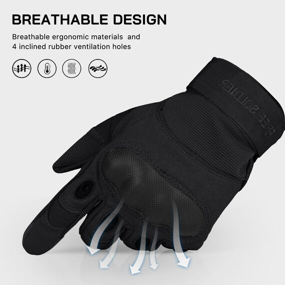 FREE SOLDIER Outdoor Handschuhe Herren Taktische Trainings Motorradhandschuhe Kletter Tactical Handschuhe Vollfinger Gilt für Radfahren Airsoft Militär Paintball (XL,Schwarz)