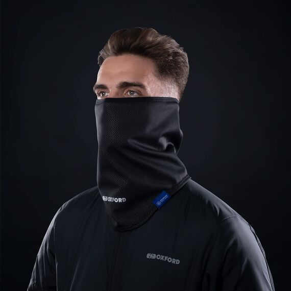Oxford Products Advanced Sturmkragen, wasserdicht, winddicht, thermischer Motorrad-Halswärmer, Schwarz, L-XL