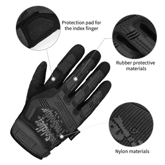 FREE SOLDIER Outdoor Handschuhe Vollfinger Taktische Handschuhe Herren Motorradhandschuhe mit gepolstertem für Fahrrad Airsoft Militär Paintball und andere Outdoor Aktivitäten(Schwarz, S)