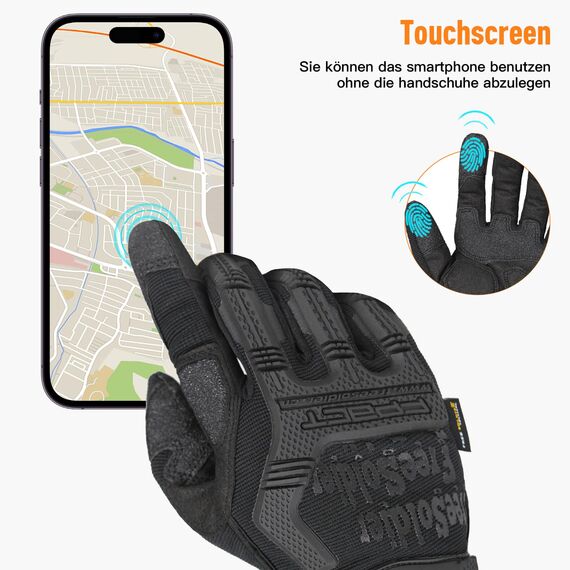 FREE SOLDIER Outdoor Handschuhe Vollfinger Taktische Handschuhe Herren Motorradhandschuhe mit gepolstertem für Fahrrad Airsoft Militär Paintball und andere Outdoor Aktivitäten(Schwarz, L)