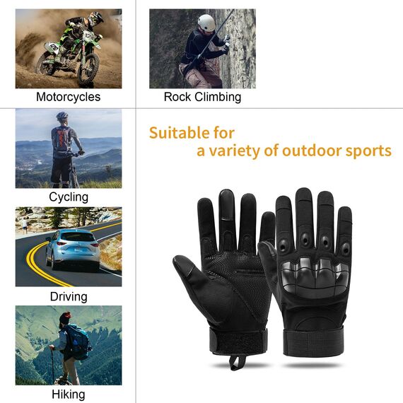 HUNTVP Taktische Handschuhe Touchscreen Militär Einsatzhandschuhe Atmungsaktiv Fahrrad Handschuhe Motorradhandschuhe für Softair Paintball Wandern Klettern Radsport,Schwarz XL