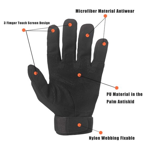 HIKEMAN Handschuhe für Männer und Frauen Touch Screen Hart Knuckle Handschuhe für Outdoor Sport und Arbeit geeignet für Radfahren Motorrad Wandern Klettern Lumbering Heavy Industry (Black, Large)
