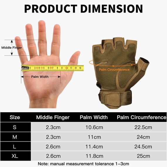 FREE SOLDIER Outdoor Handschuhe Herren Taktische Trainings Motorradhandschuhe Kletter Tactical Handschuhe Halbfinger Gilt für Radfahren Airsoft Militär Paintball (L,Sandfarbe)