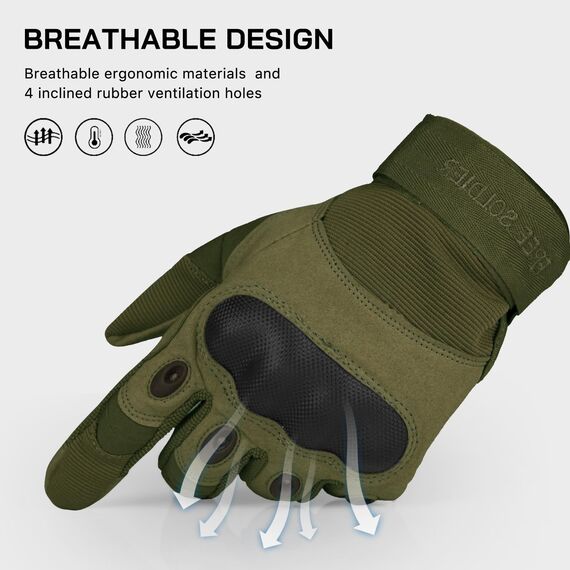 FREE SOLDIER Outdoor Handschuhe Herren Taktische Trainings Motorradhandschuhe Kletter Tactical Handschuhe Vollfinger Handschuhe Gilt für Radfahren Airsoft Militär Paintball (L,Armeegrün)