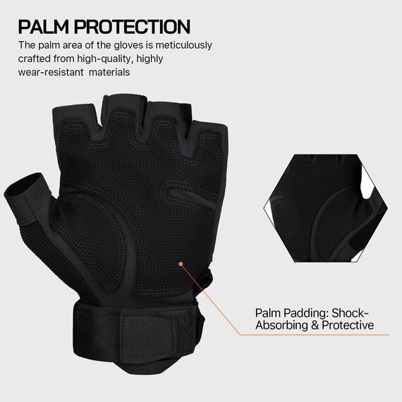 FREE SOLDIER Outdoor Halbfinger Handschuhe Herren Taktische Trainings Motorradhandschuhe Kletter Tactical Gilt für Radfahren Airsoft Militär Paintball (XL, Schwarz)