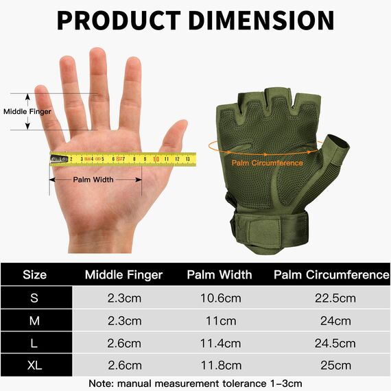 FREE SOLDIER Outdoor Handschuhe Herren Taktische Trainings Motorradhandschuhe Kletter Tactical Handschuhe Halbfinger Gilt für Radfahren Airsoft Militär Paintball (L,Armeegrün)