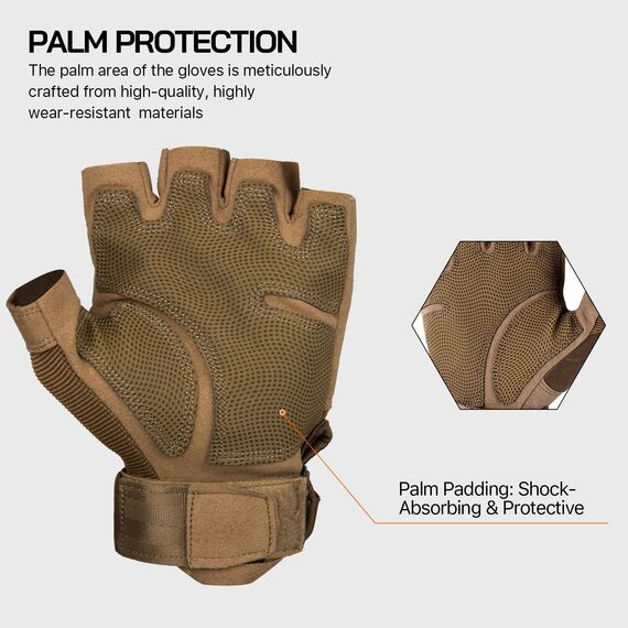 FREE SOLDIER Outdoor Handschuhe Herren Taktische Trainings Motorradhandschuhe Kletter Tactical Handschuhe Halbfinger Gilt für Radfahren Airsoft Militär Paintball (L,Sandfarbe)