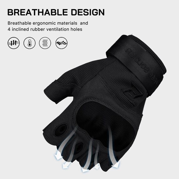 FREE SOLDIER Outdoor Halbfinger Handschuhe Herren Taktische Trainings Motorradhandschuhe Kletter Tactical Gilt für Radfahren Airsoft Militär Paintball (XL, Schwarz)