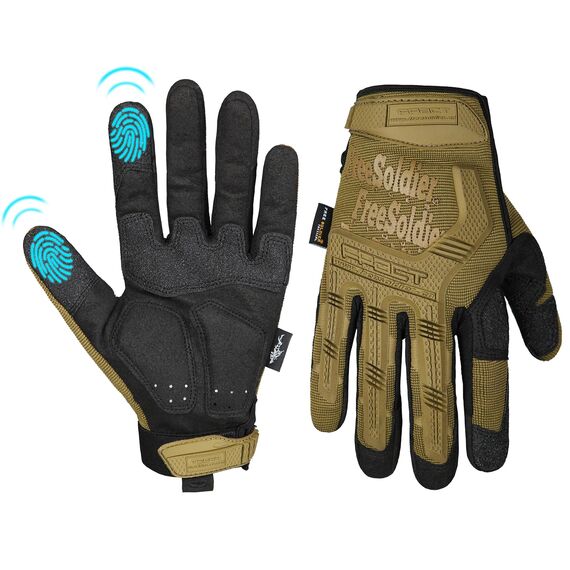 FREE SOLDIER Outdoor Handschuhe Vollfinger Taktische Handschuhe Herren Motorradhandschuhe mit gepolstertem für Fahrrad Airsoft Militär Paintball und andere Outdoor Aktivitäten(Braun, L)