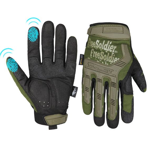 FREE SOLDIER Outdoor Handschuhe Vollfinger Taktische Handschuhe Herren Motorradhandschuhe mit gepolstertem für Fahrrad Airsoft Militär Paintball und andere Outdoor Aktivitäten(S,Grün)
