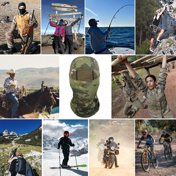 ZHjuju Sturmhaube, Atmungsaktive Vollgesichtsmaske Multifunktionale Sonne UV-Schutz Sturmhaube für Herren Damen Outdoors Sport Jagd Radfahren Motorrad Ski Sport Camouflage.