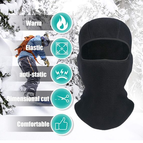 TAGVO Winter Warm Sturmhaube, Dick Vlies Gesichtsmaske Nackenwärmer, Motorrad/Radfahren/Fahrrad/Ski Maske Fit-Helm Hut, Winddicht Elastisch Gesichtsbedeckung - Universelle Größe für Damen & Herren