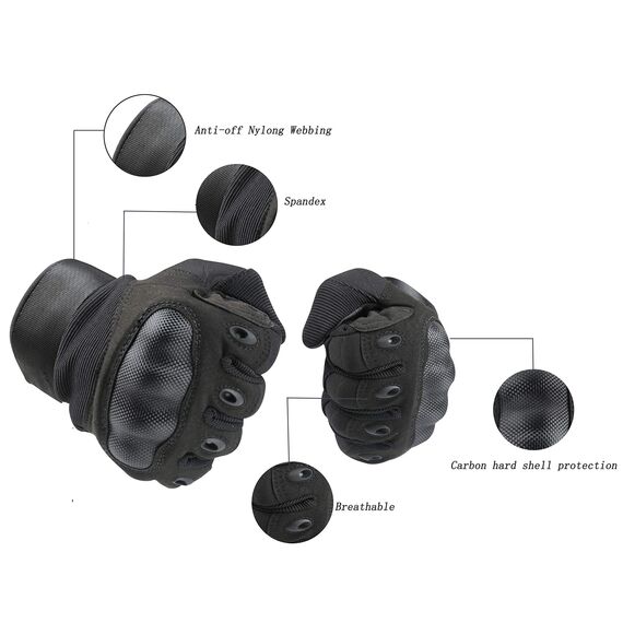 HIKEMAN Handschuhe für Männer und Frauen Touch Screen Hart Knuckle Handschuhe für Outdoor Sport und Arbeit geeignet für Radfahren Motorrad Wandern Klettern Lumbering Heavy Industry (Black, Large)