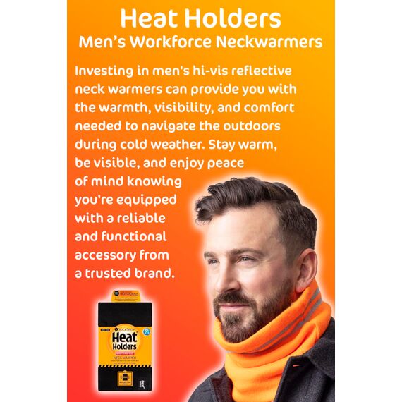 HEAT HOLDERS - Herren neon winter gestrickt arbeit halswärmer/nackenwärmer für die nacht (Einheitsgröße, Orange)