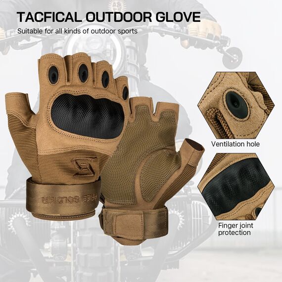 FREE SOLDIER Outdoor Handschuhe Herren Taktische Trainings Motorradhandschuhe Kletter Tactical Handschuhe Halbfinger Gilt für Radfahren Airsoft Militär Paintball (M,Sand Fingerless)