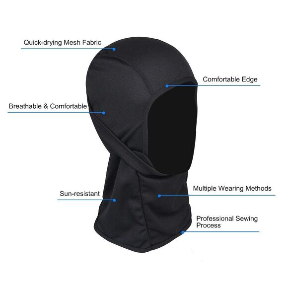 LOLYPOT Winddicht Sturmhauben Skimaske Motorradmaske Balaclava, Multifunktional Dünn und Atmungsaktiv Skihaube für Damen und Herren (schwarz)