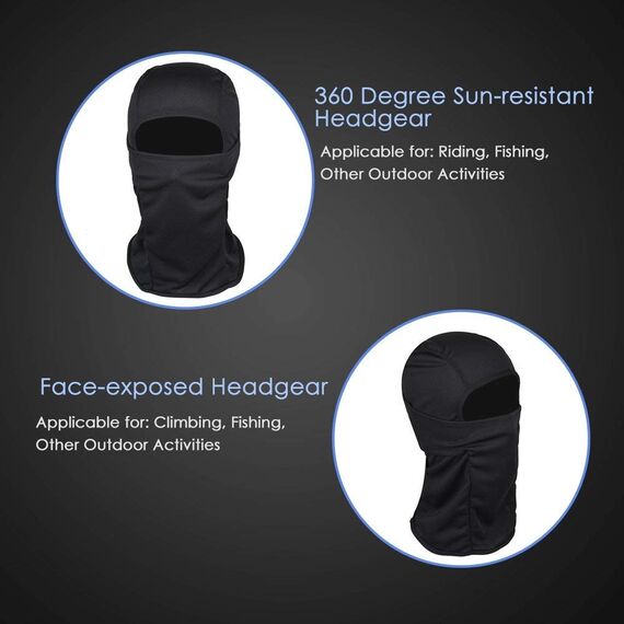LOLYPOT Winddicht Sturmhauben Skimaske Motorradmaske Balaclava, Multifunktional Dünn und Atmungsaktiv Skihaube für Damen und Herren (schwarz)