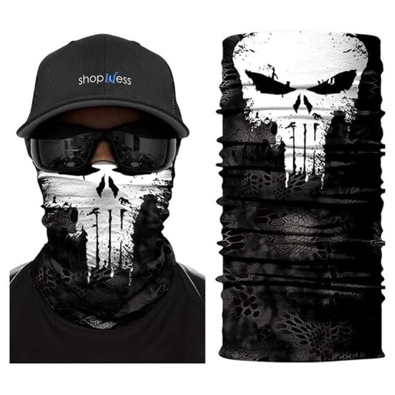 ShopINess Unisex Schlauchschal Halswärmer Neckwarmer Multifunktions schlauchtuch totenkopf für Motorrad Bikes Sport Festival Halloween Karneval Alien