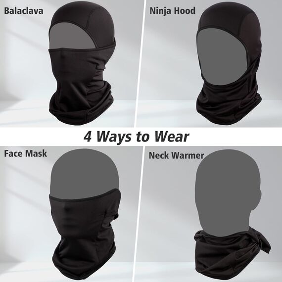 ROTTO (3 Pack Sturmhaube Skimaske Balaclava Gesichtshaube für Fahrrad Motorrad Unisex