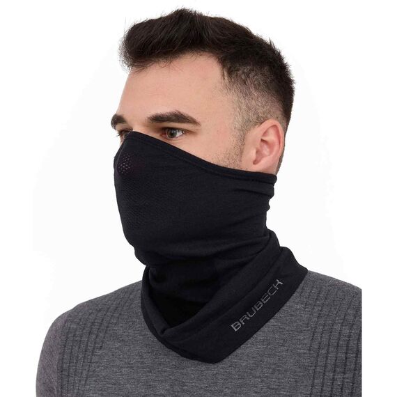 BRUBECK M-Pro Halbe Sturmhaube Merinowolle | Unisex | Klimaregulierend | 42% Merinowolle | schwarz | Größen: S-M