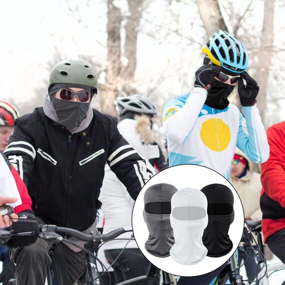 SKHAOVS 3 Stück Sturmhaube für Herren Damen, Schwarz+Weiß+ Grau Dünn Skimaske, Balaclava, Atmungsaktiv Gesichtshaube Sturmmaske, Motomaske, UV Schutz, Einheitsgröße, für Outdoorsports (3 Stück)