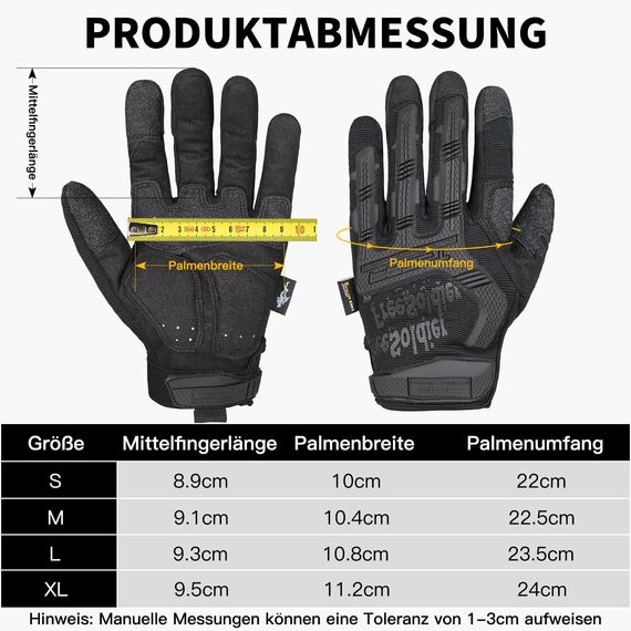FREE SOLDIER Sport Handschuhe Taktische Motorradhandschuhe Herren Halbfinger Handschuhe mit gepolstertem Ideal für Fahrrad Airsoft Militär Paintball Kletter und andere Outdoor Aktivitäten(XL,Schwarz)