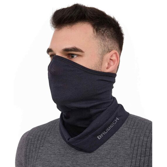 BRUBECK M-Pro Halbe Sturmhaube Merinowolle | Unisex | Klimaregulierend | 42% Merinowolle | schwarz | Größen: S-M