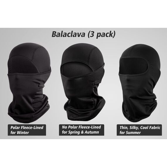 ROTTO (3 Pack Sturmhaube Skimaske Balaclava Gesichtshaube für Fahrrad Motorrad Unisex