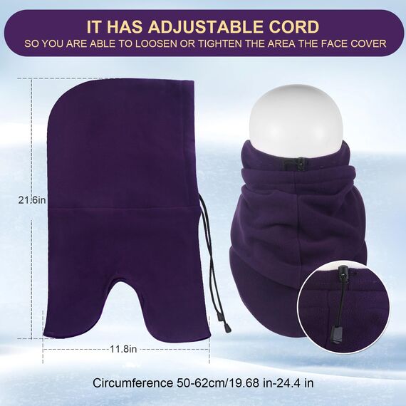 FEIKELUN Sturmhaube Ski Maske Schlauchschal Thermo Sturmhauben für Männer Winter Halswärmer Frauen Schlauchschals Winddichtes Fleece Kapuze Gesichtsschutz Hut Halsbinde für Motorradfahren Angeln