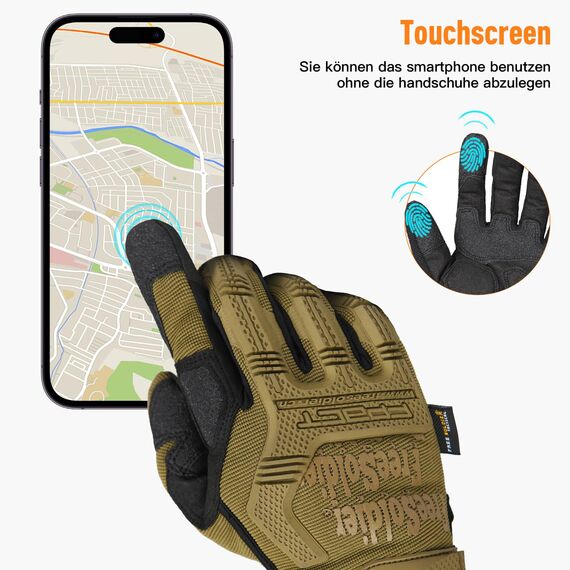 FREE SOLDIER Outdoor Handschuhe Vollfinger Taktische Handschuhe Herren Motorradhandschuhe mit gepolstertem für Fahrrad Airsoft Militär Paintball und andere Outdoor Aktivitäten (Braun, XL)